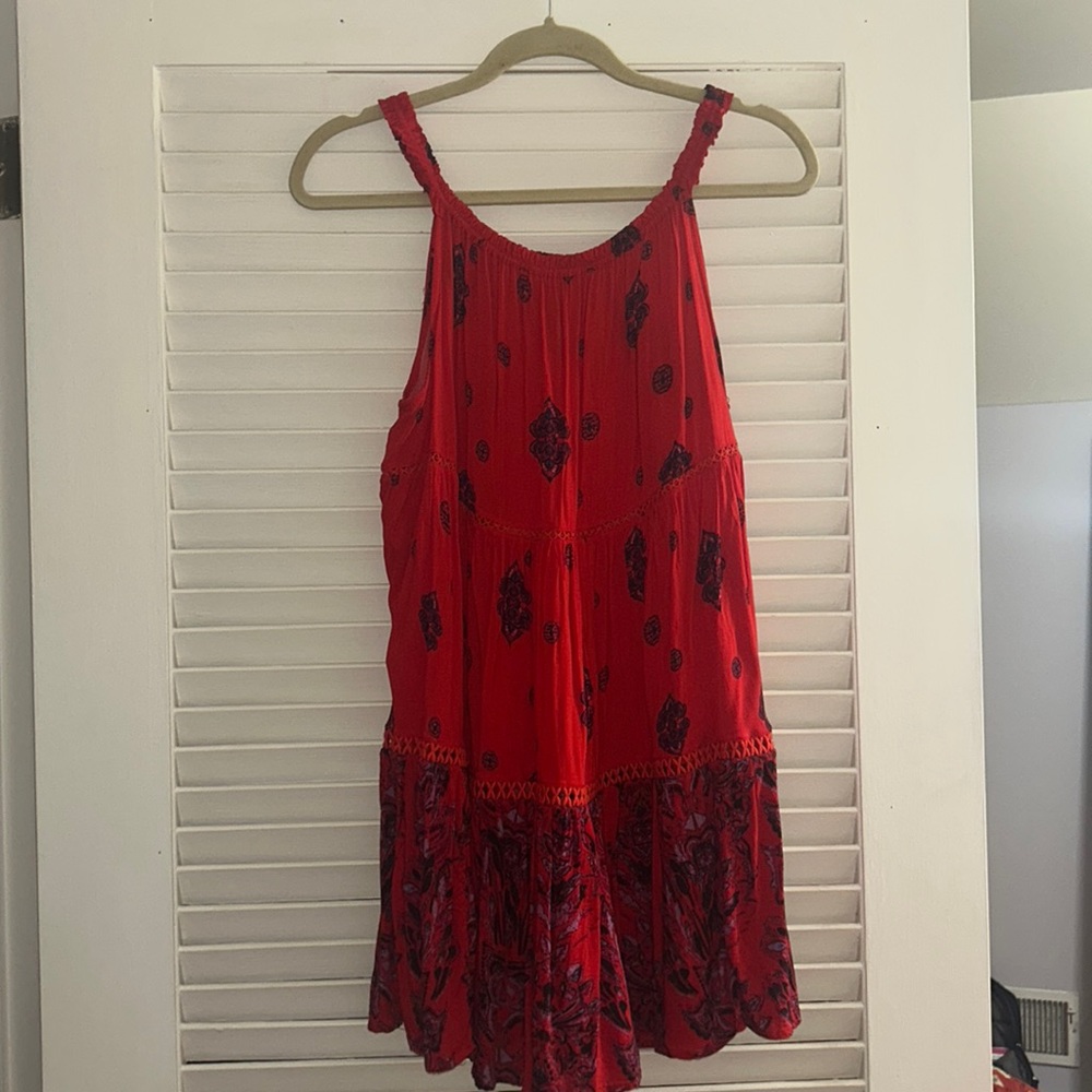 Red Printed FreePeople Mini Dress